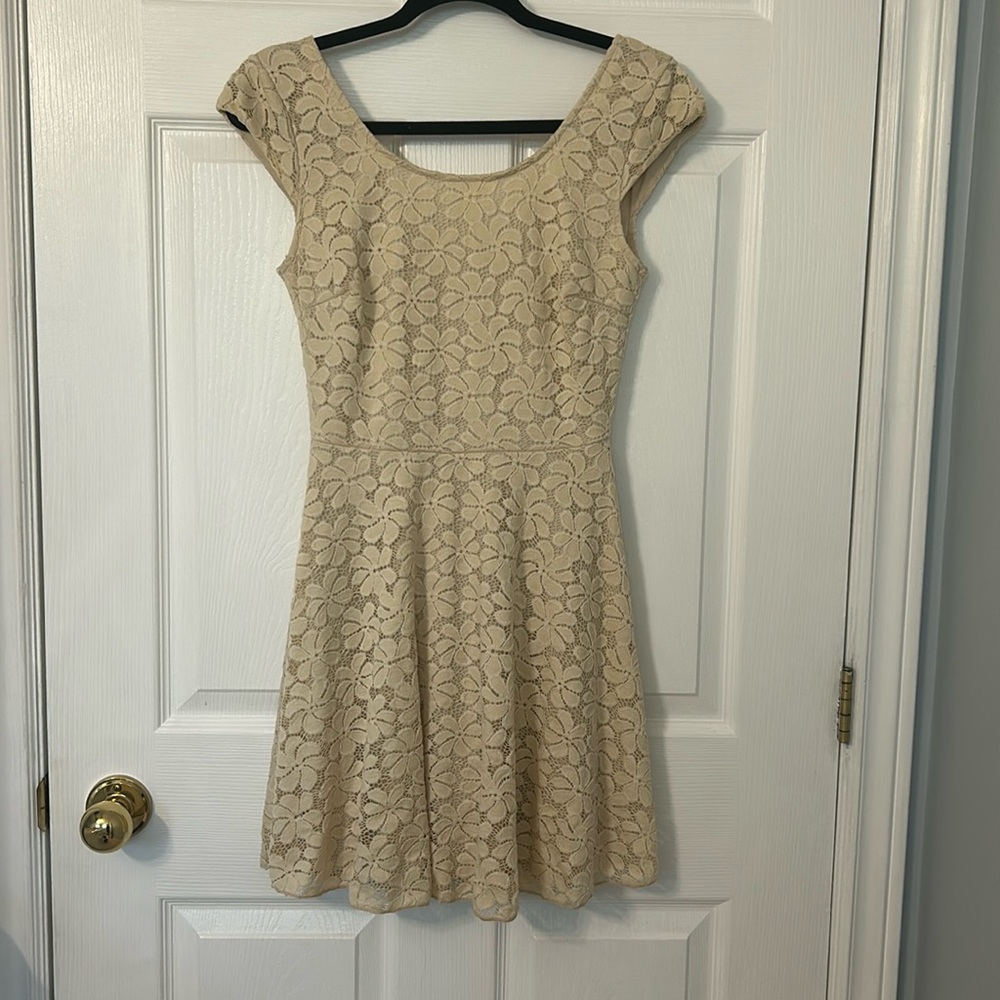 Beige lace floral dress